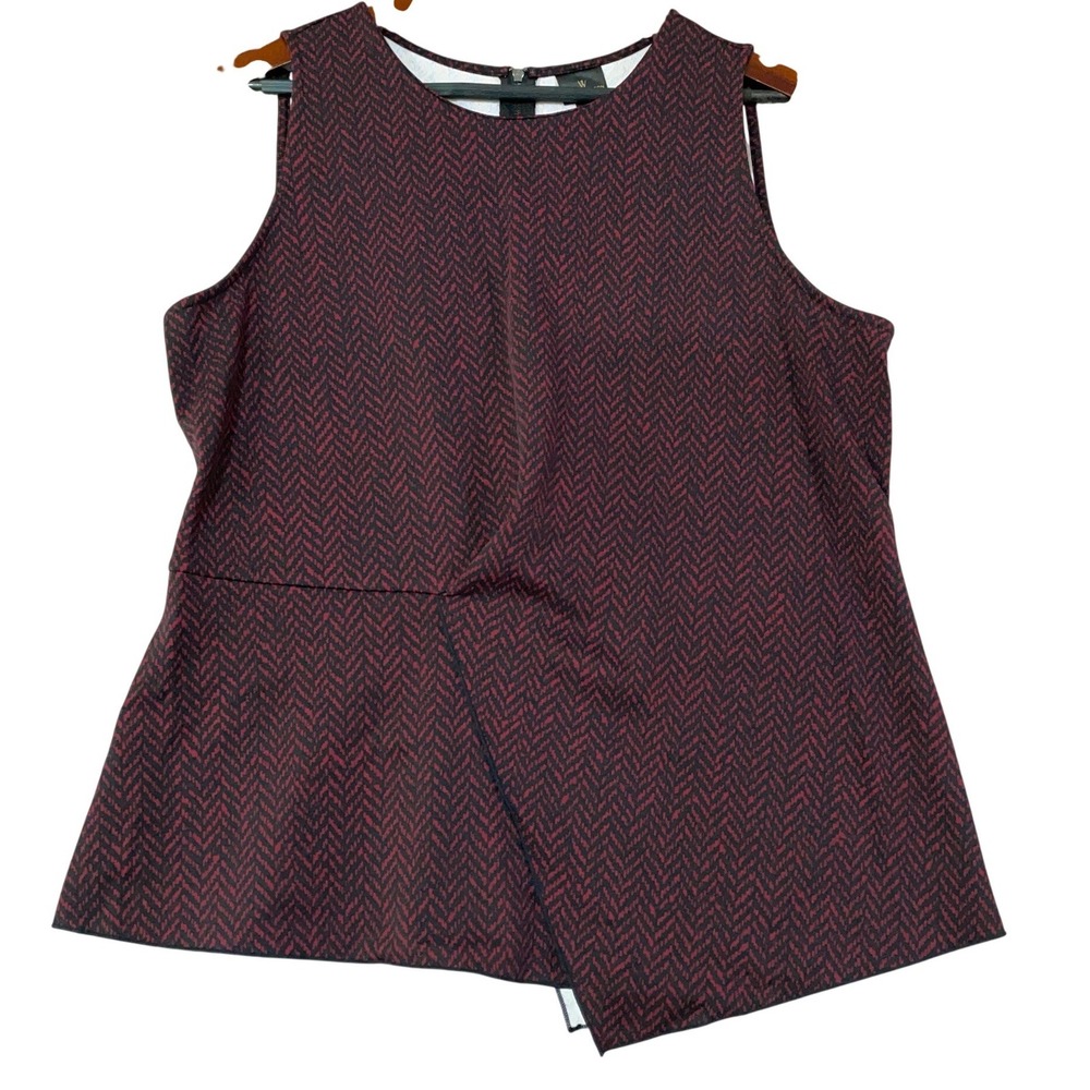 NEW Worthington Women's XL Red Black Herringbone Peplum Tank Top